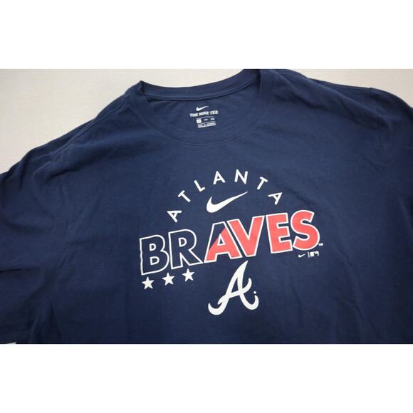 Nike Gym Shirt Athletic MLB Atlanta Braves Blue Blue Short Sleeve Mens Sz 2XL - Picture 5 of 7